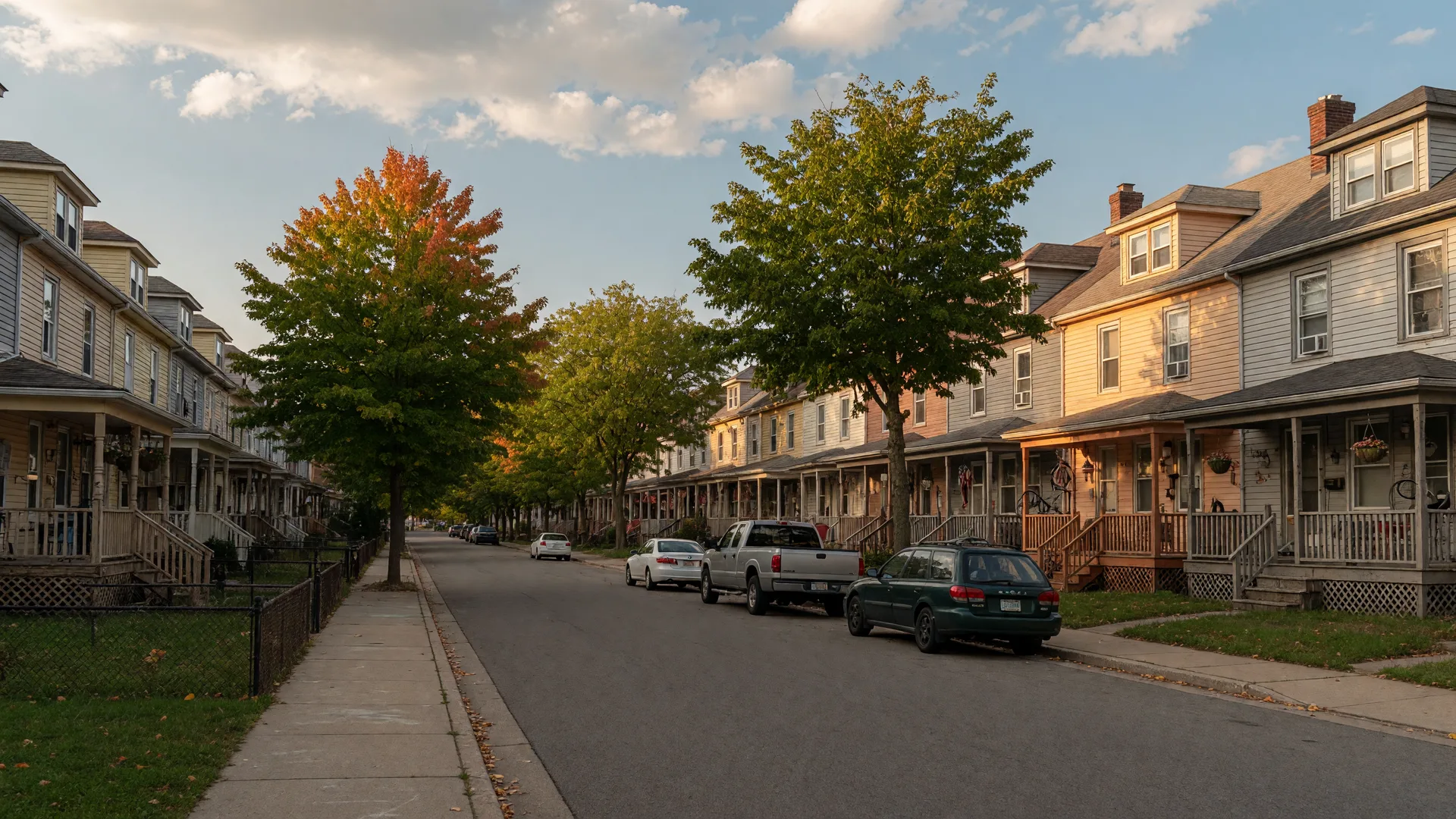 Tree-lined residential street in North Catasauqua in mid-September