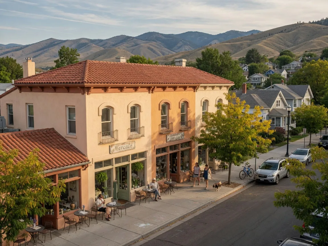 Bown Crossing-style village shops in East Boise