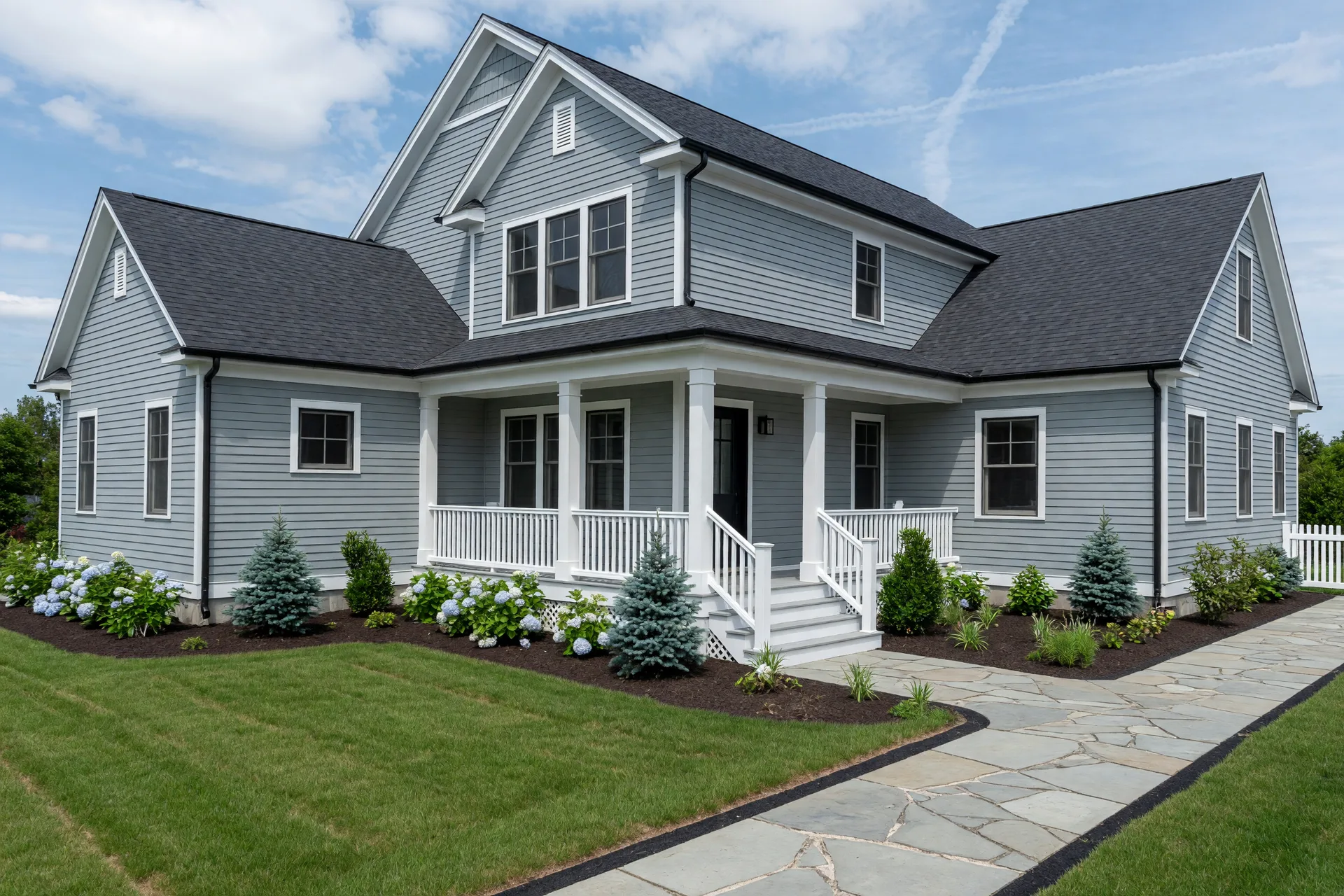 Exterior of a brand-new construction home on the North Shore