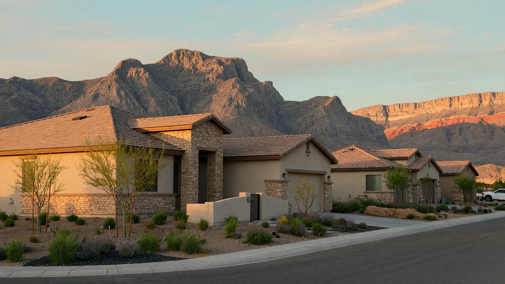 New single-story luxury home in Cactus Bloom at the base of the La Madre Mountains, illustrative of the desert luxury setting in La Madre Peaks