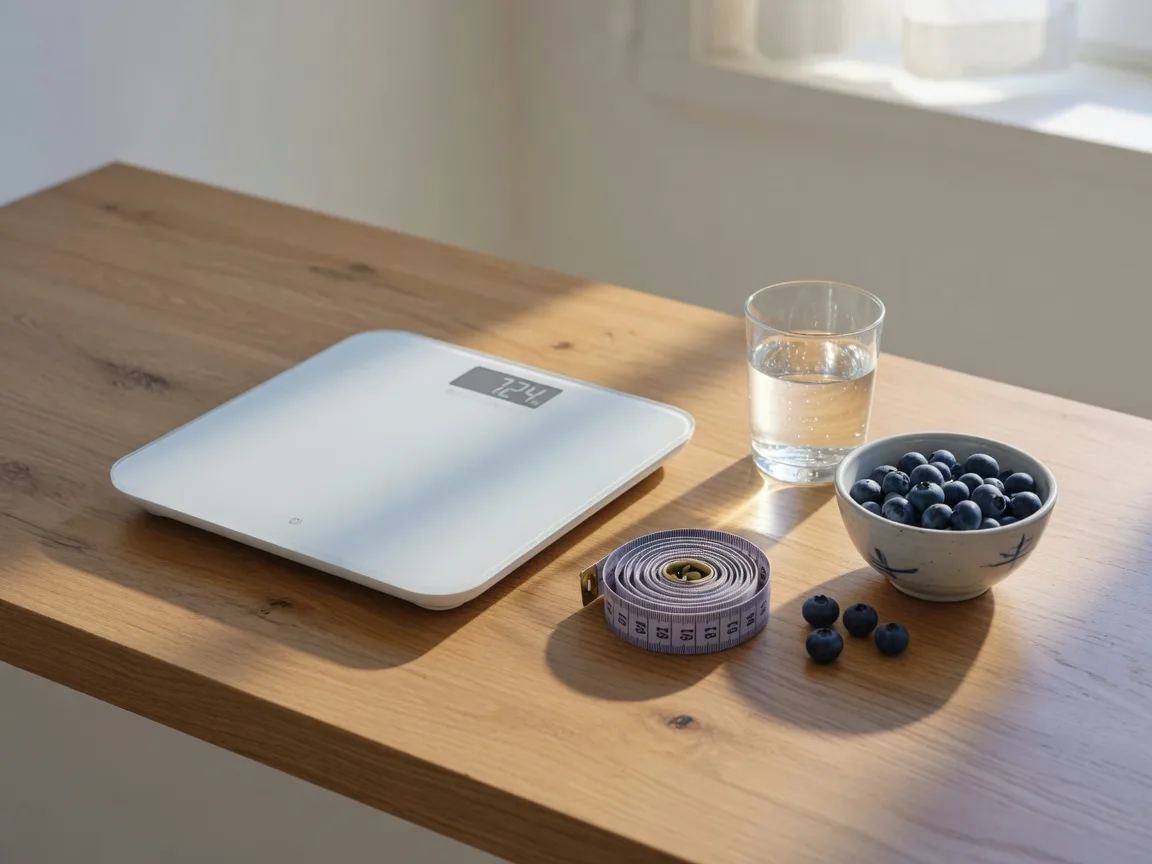 A modern body scale and measuring tape, tools for tracking weight loss progress beyond the scale