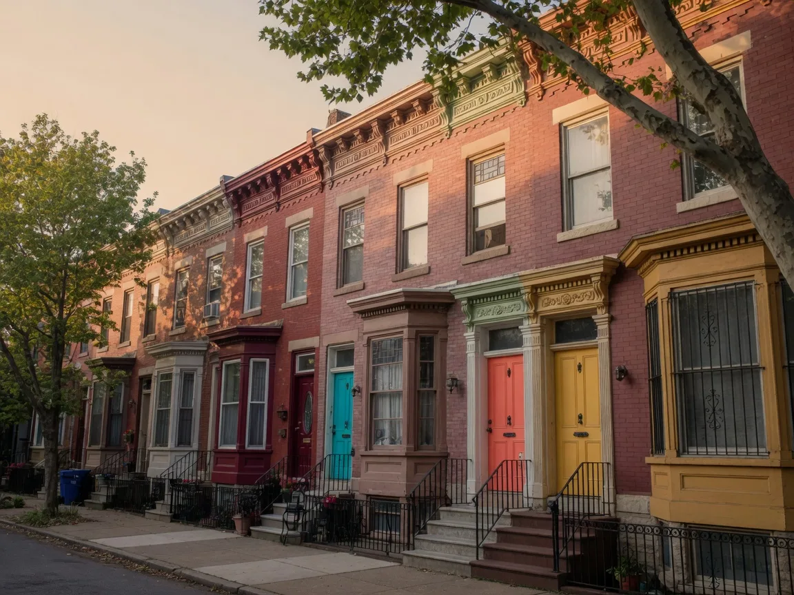 Historic brick rowhomes in Washington Square West