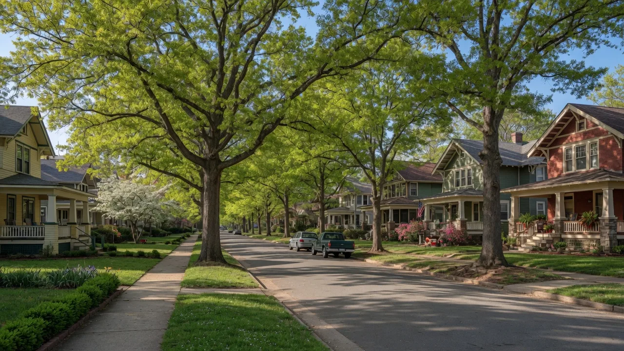 Historic Dilworth neighborhood in Charlotte with tree-lined streets and craftsman homes