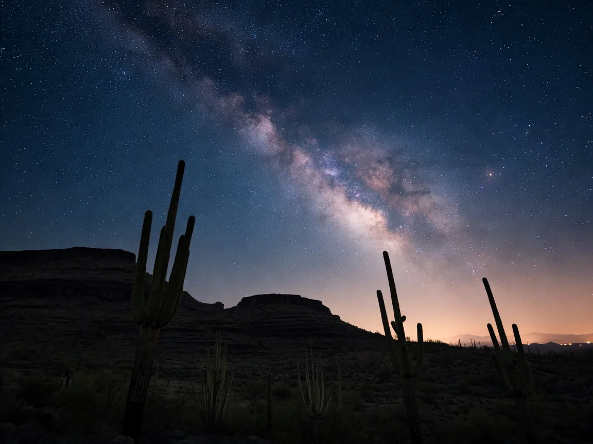 Milky Way and stars over the Sonoran Desert near Skyline Regional Park in Buckeye