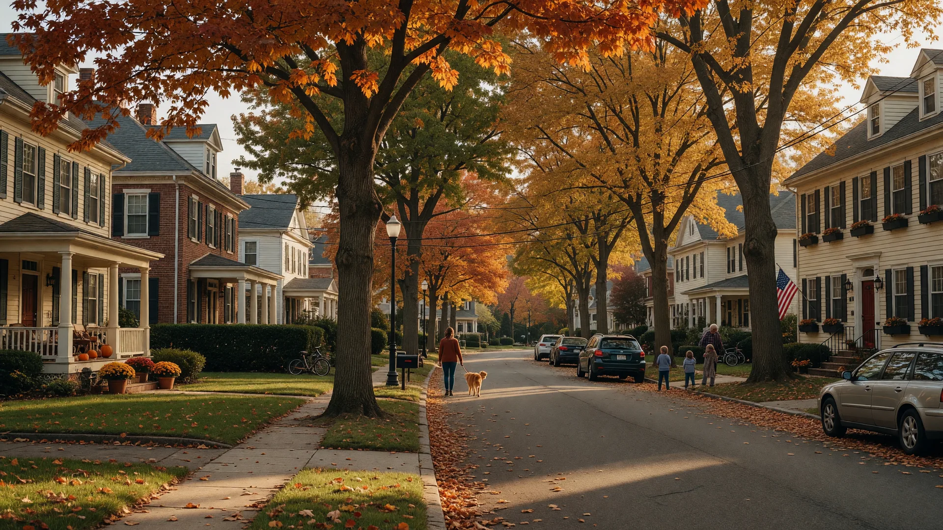 Charming tree-lined street in a Burlington County town