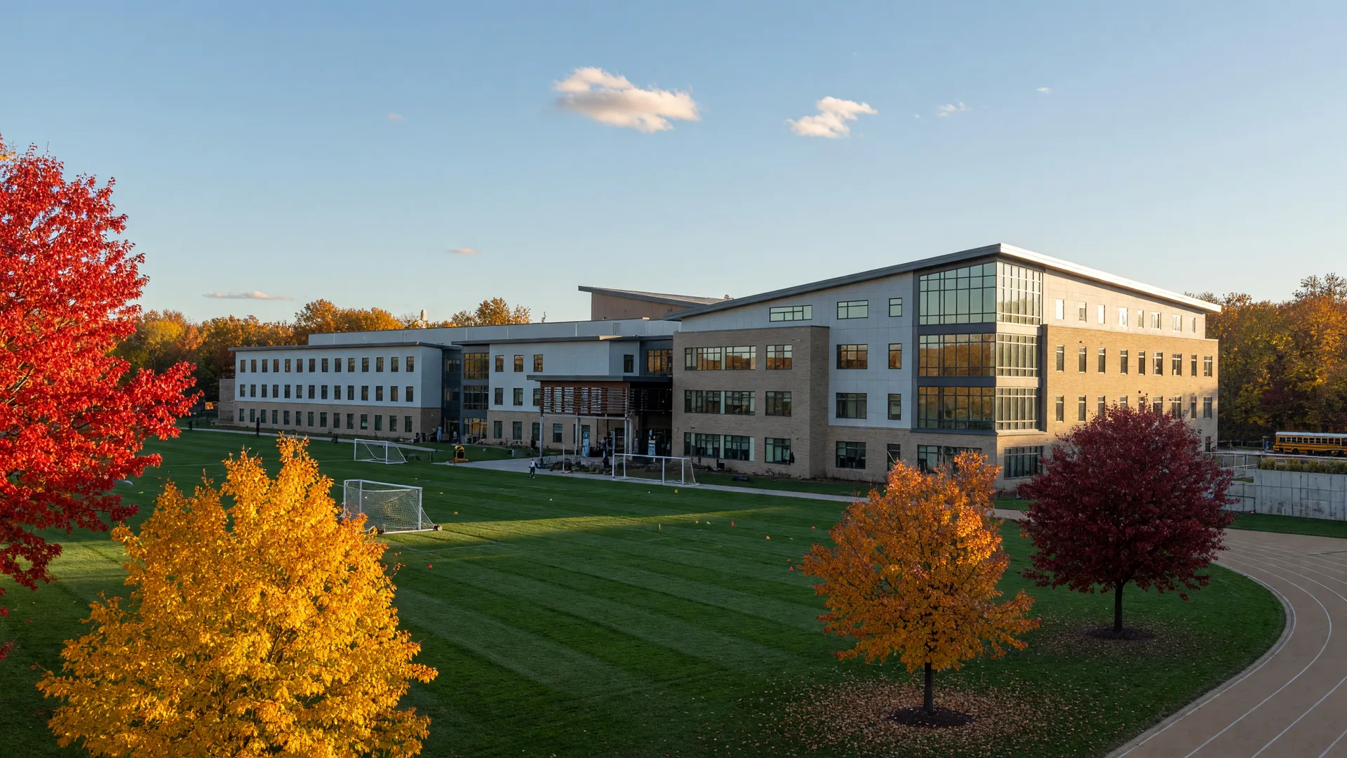 Radnor Middle School modern campus with large windows and athletic fields
