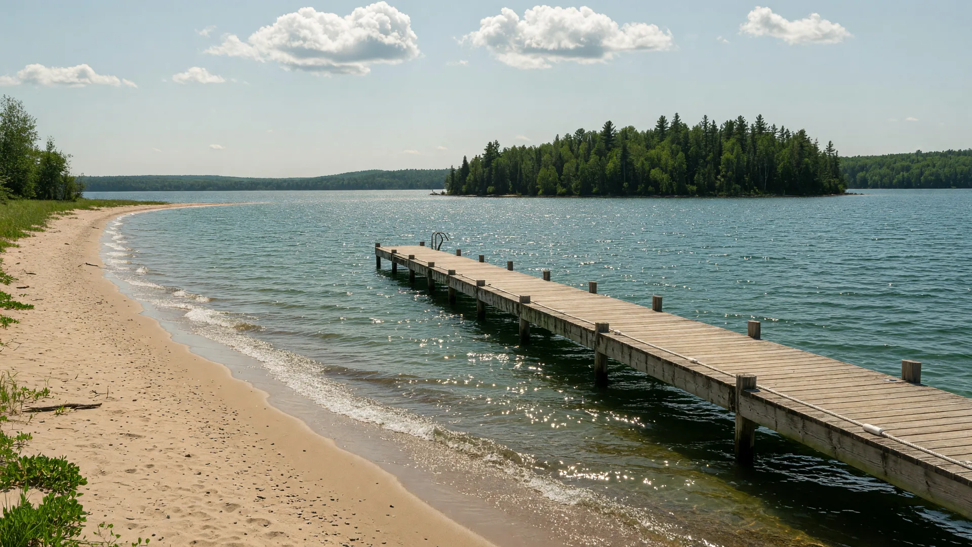 Large lake with sandy shoreline near Jenkins, Minnesota