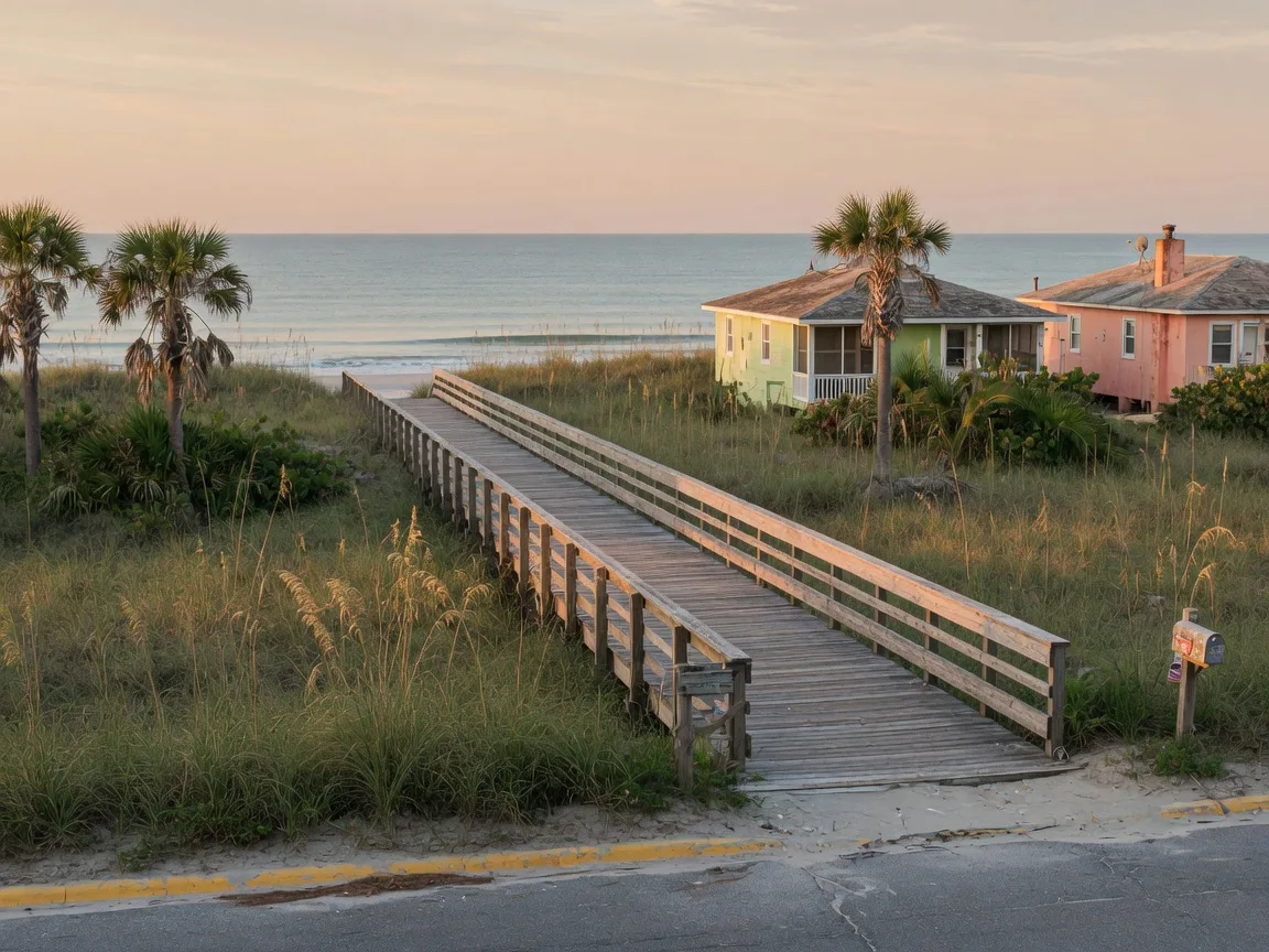 A dune walkover path leading from Old Ponte Vedra streets to the Atlantic Ocean