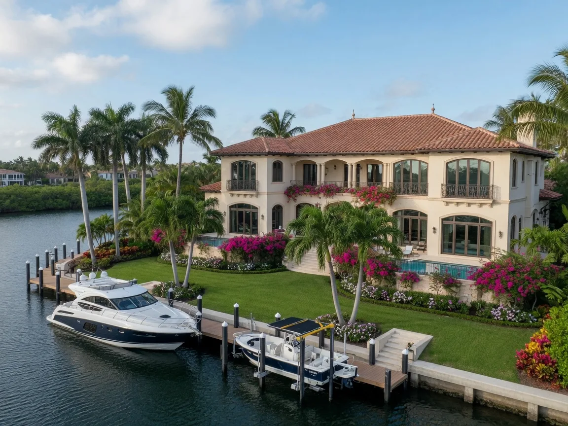 Luxury waterfront estate on a Boca Raton canal