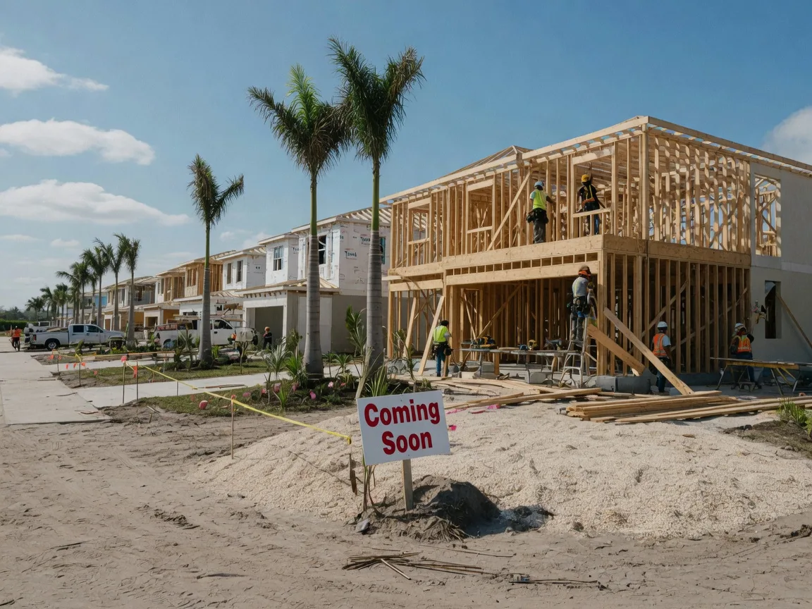 New construction homes being built in a South Florida community
