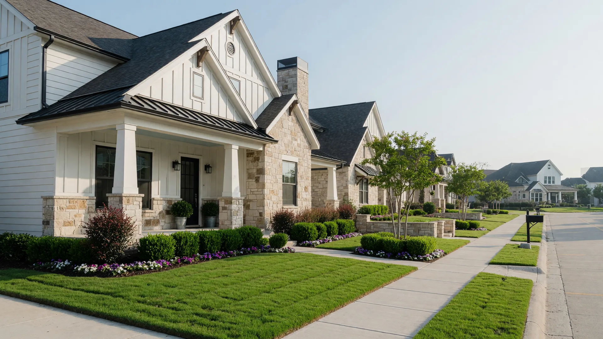 Homes and streetscapes in Allen, Texas