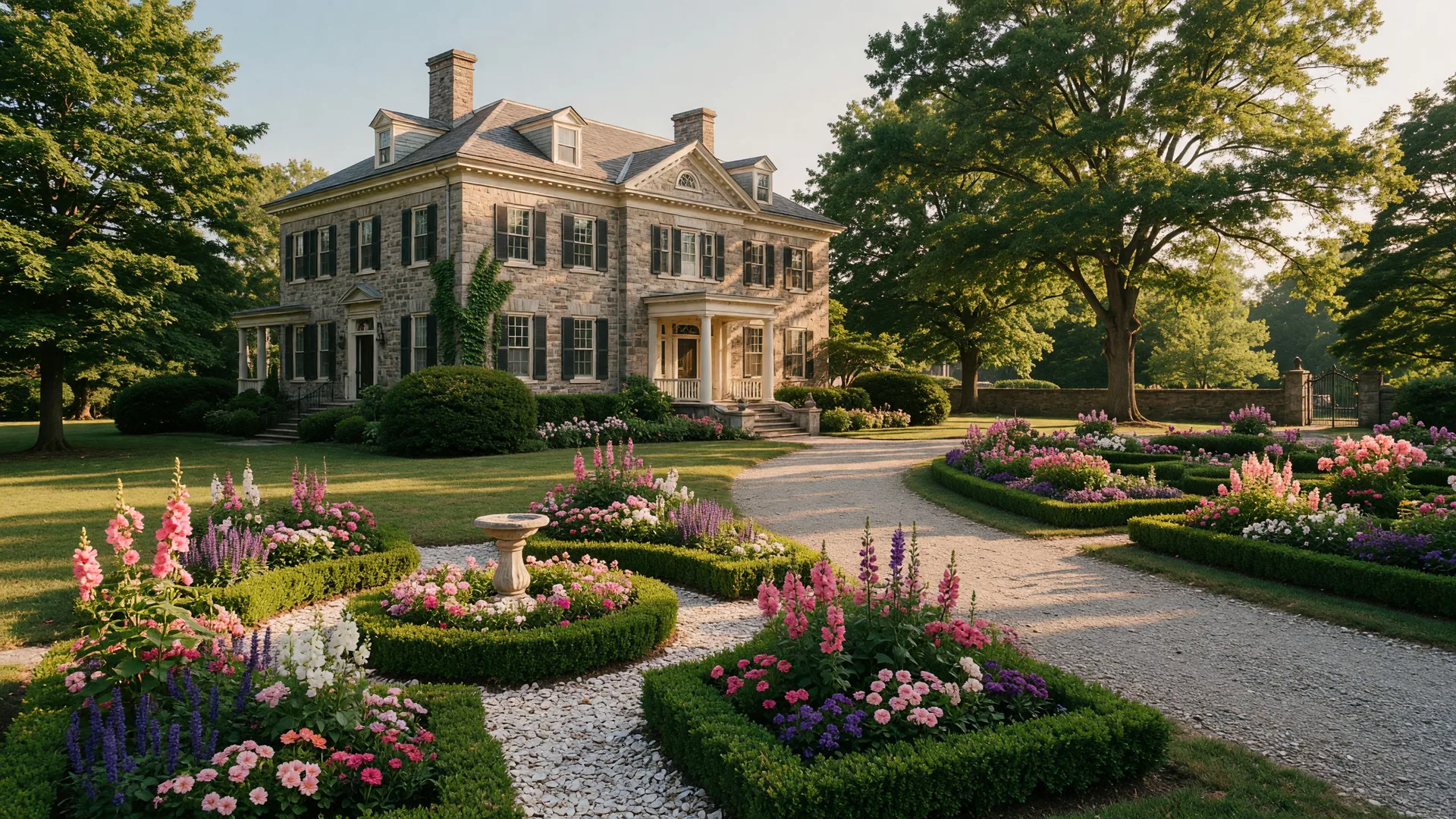 The Highlands Mansion and Gardens with historic stone mansion and formal gardens