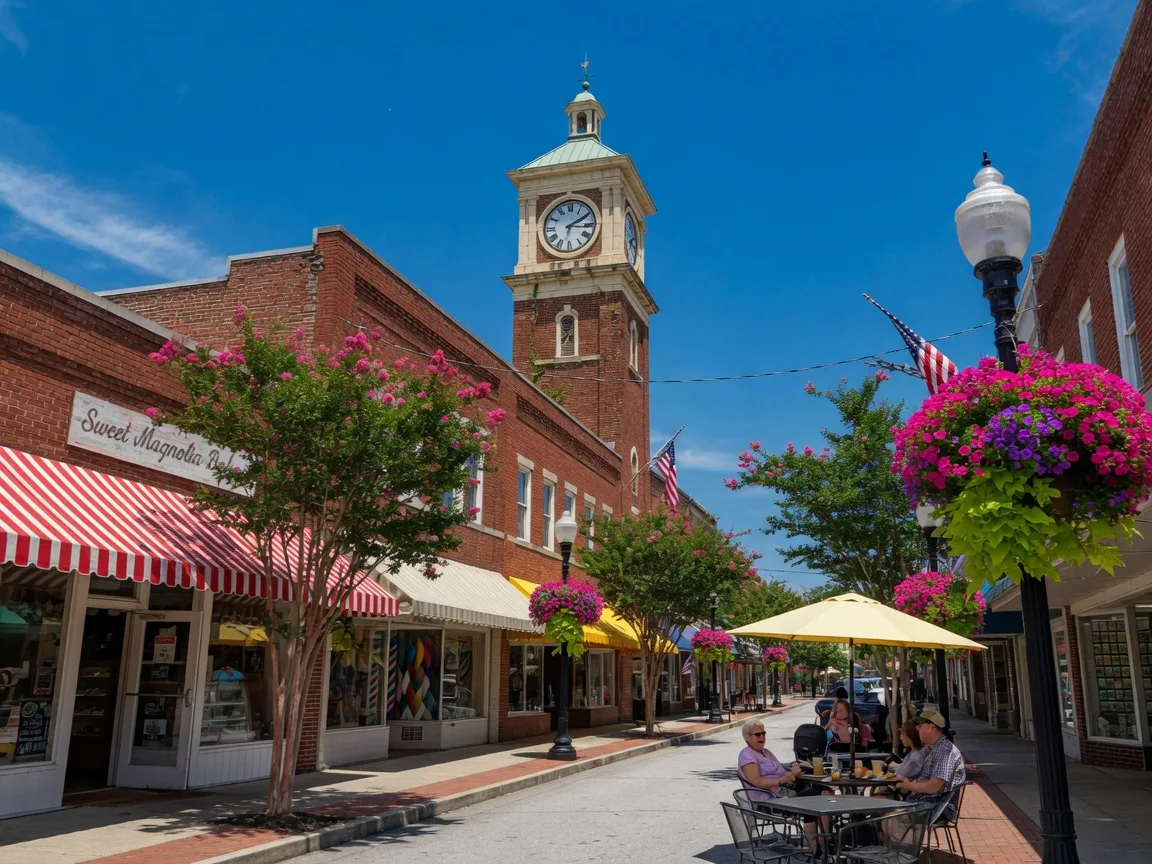 A compact crossroads of independent shops and eateries that keeps the small-town feel in daily use.