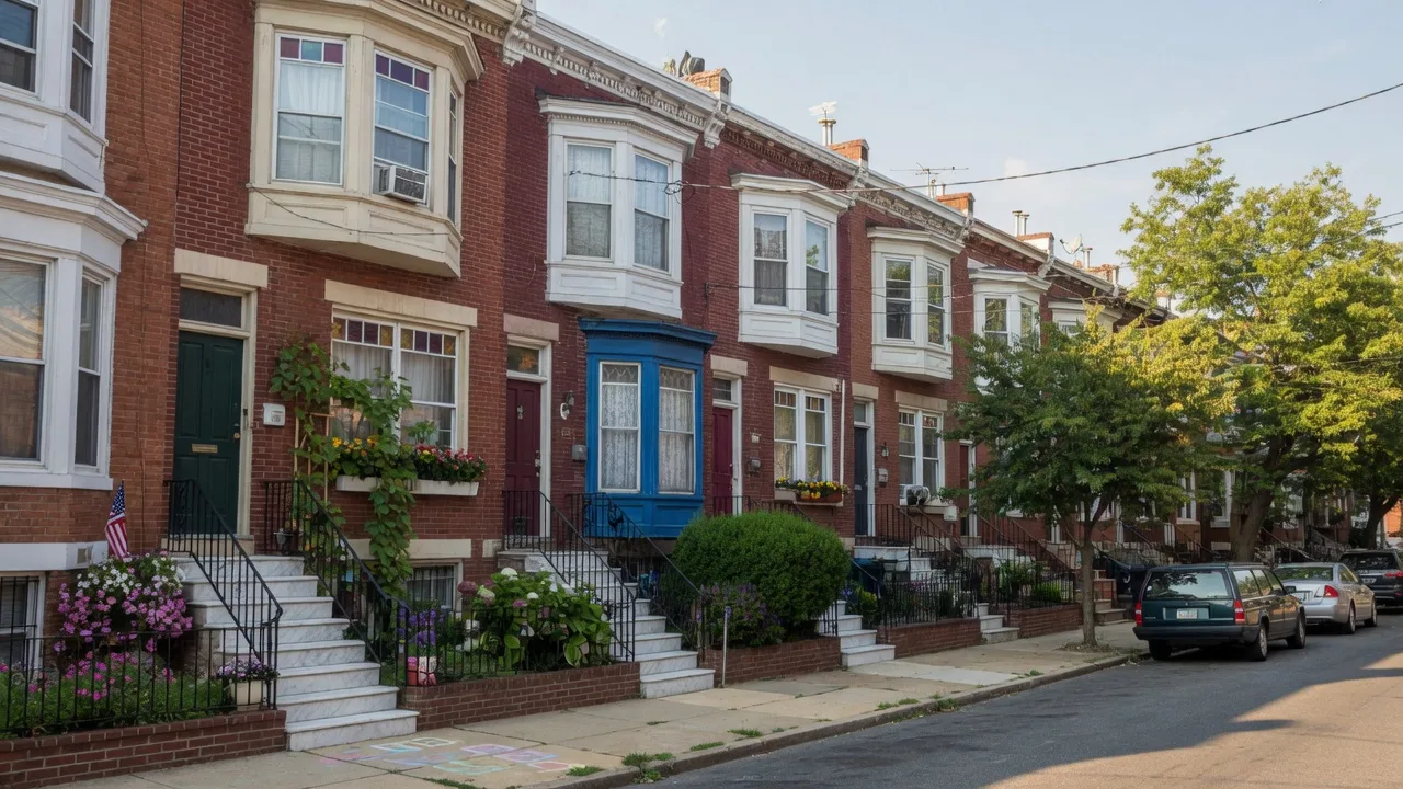 Classic Philadelphia brick rowhomes in East Passyunk
