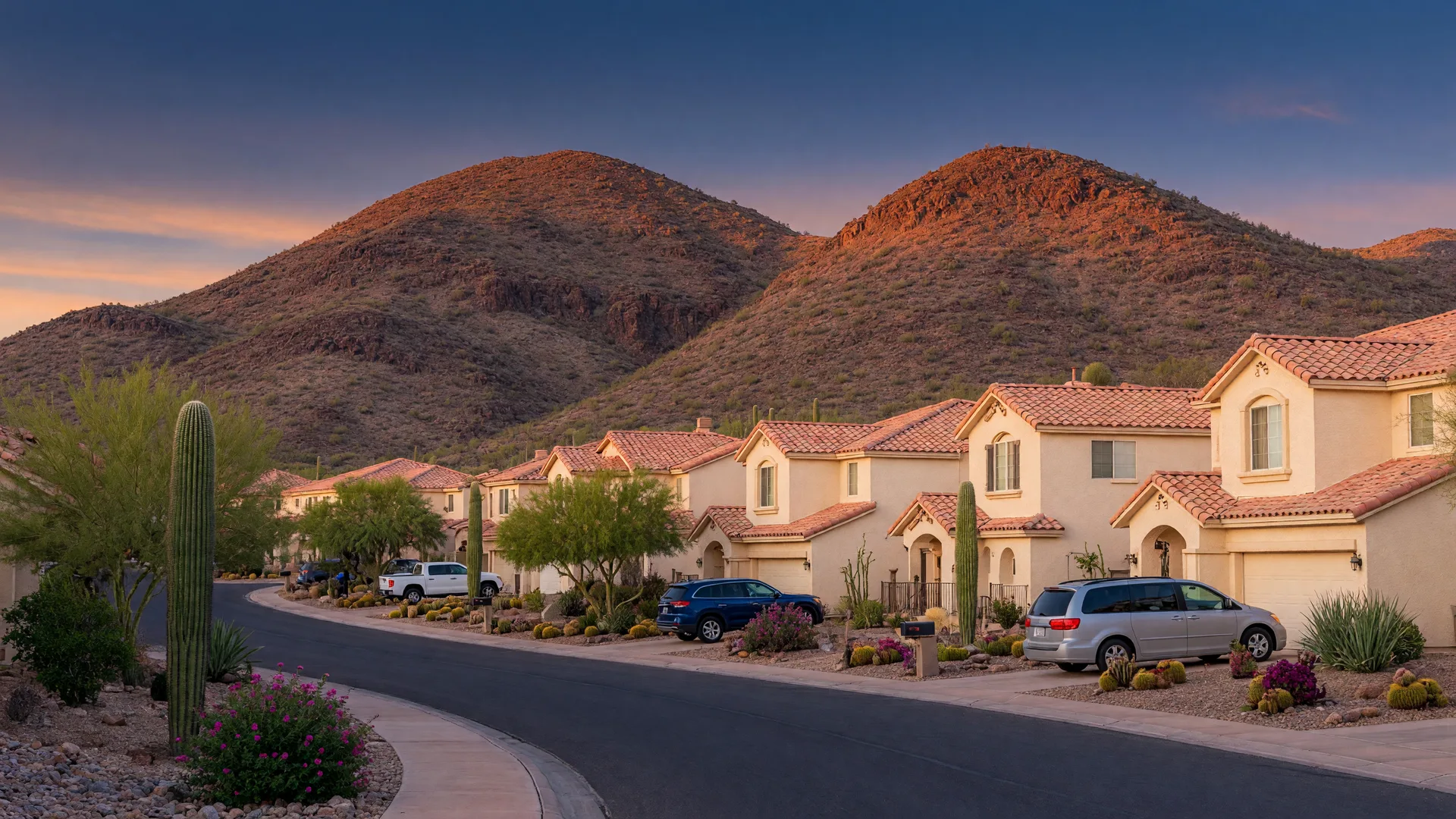 Sunny Ahwatukee neighborhood scenery, Phoenix metro area