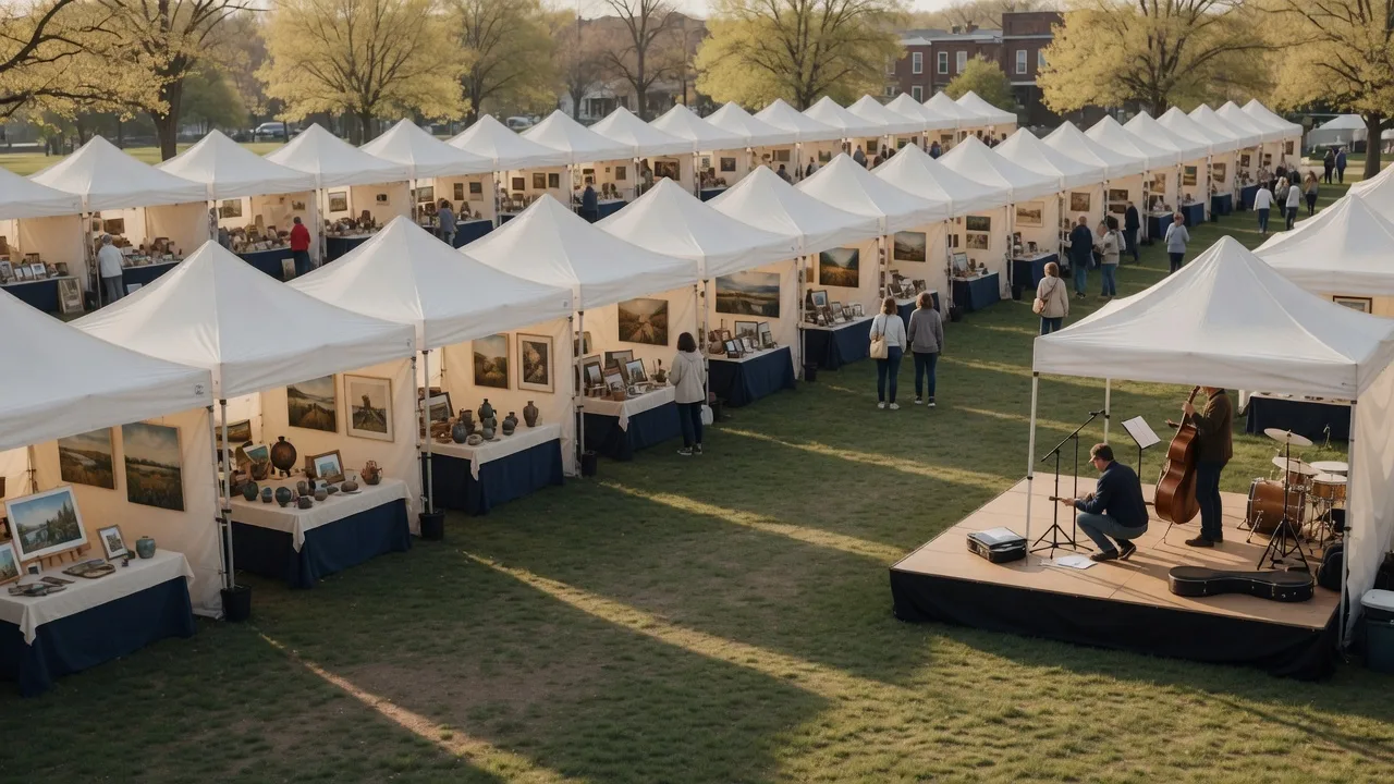The Suwanee Arts Festival is the city's spring juried fine-arts show at Town Center Park, with the festival year stacking from spring market days to the November wine festival.