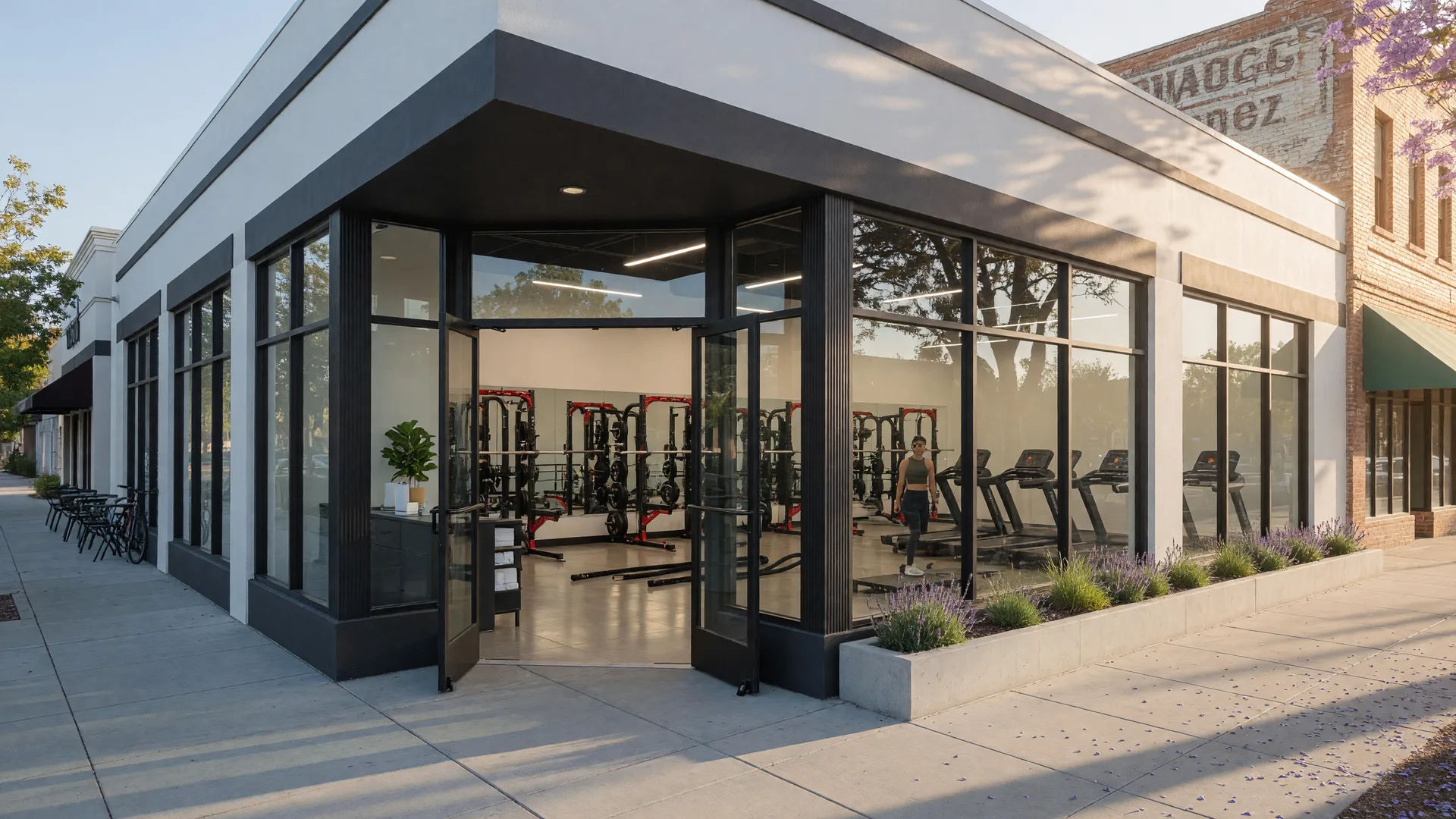 Wootten Fitness + Wellness fitness studio storefront on Main Street in downtown Merced