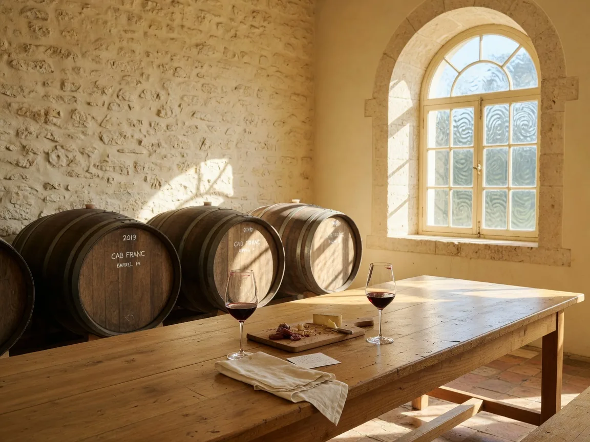 Warm tasting room interior with golden light