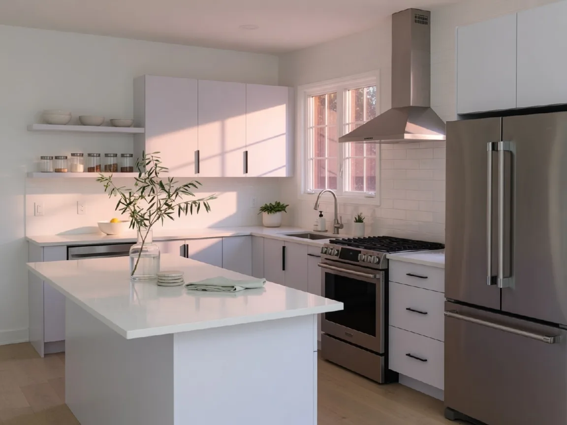 Well-maintained Kentucky home kitchen with fresh paint, modern fixtures, and warm natural light