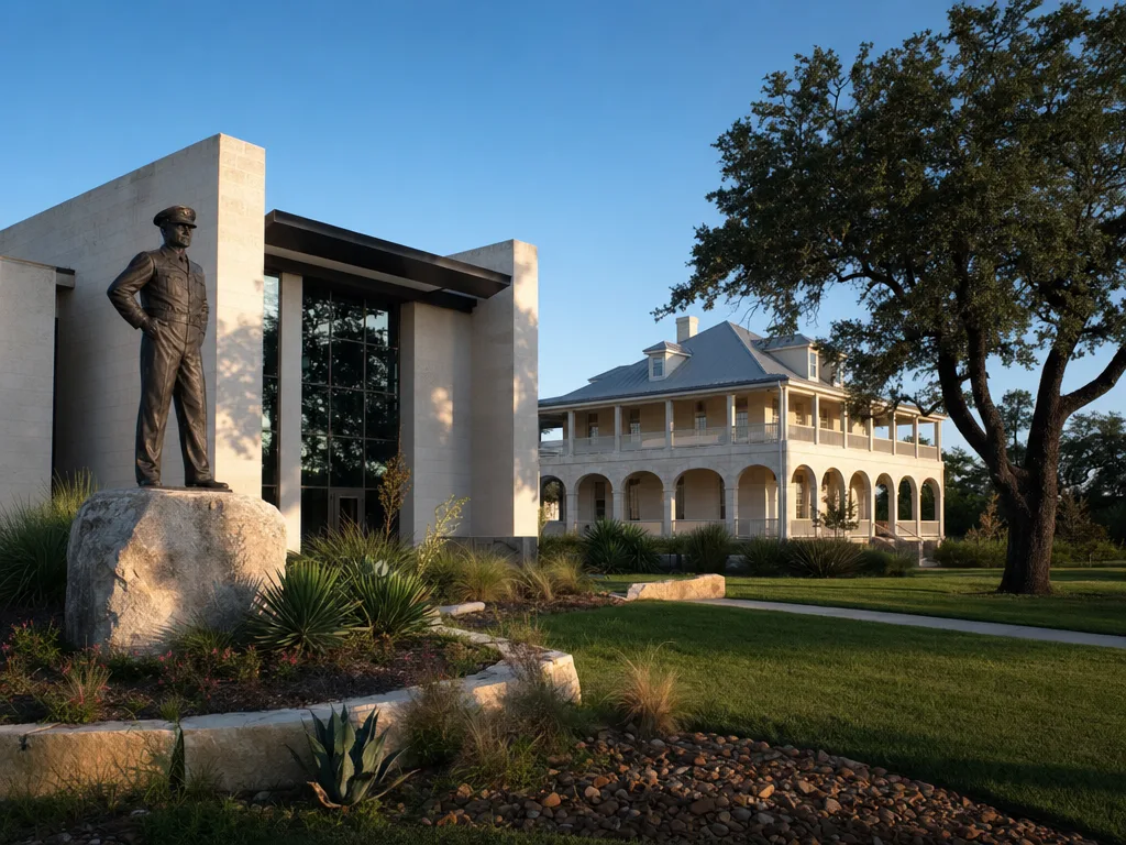 The National Museum of the Pacific War in Fredericksburg, Texas featuring the George H.W. Bush Gallery and the historic Nimitz Hotel building