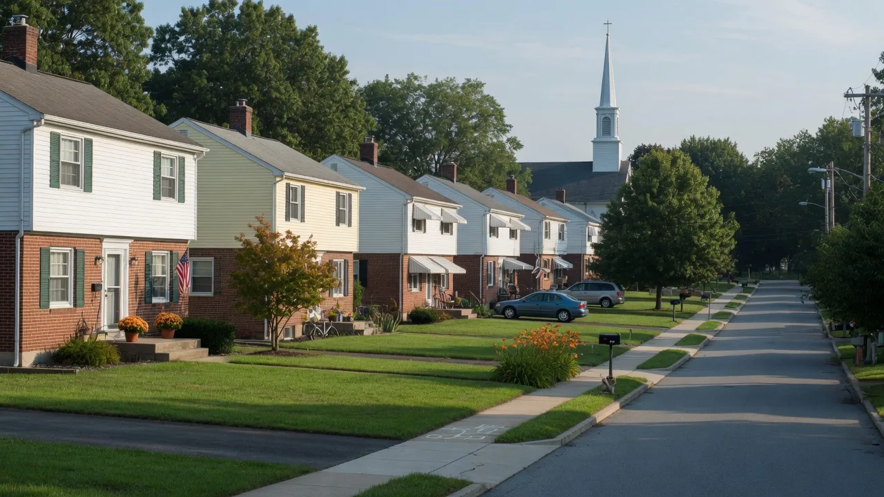 Tree-lined Upper Moreland Township, Pennsylvania neighborhood of postwar homes near Willow Grove