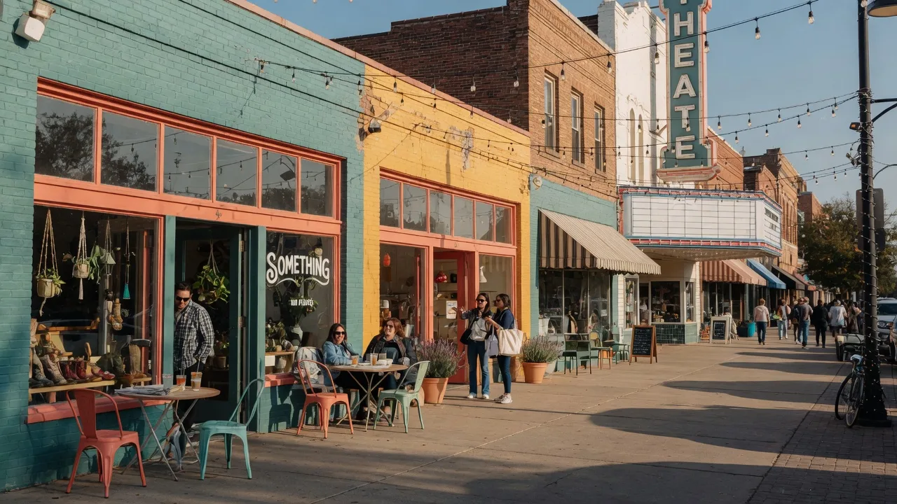 Homes and streetscapes in Oak Cliff, Texas