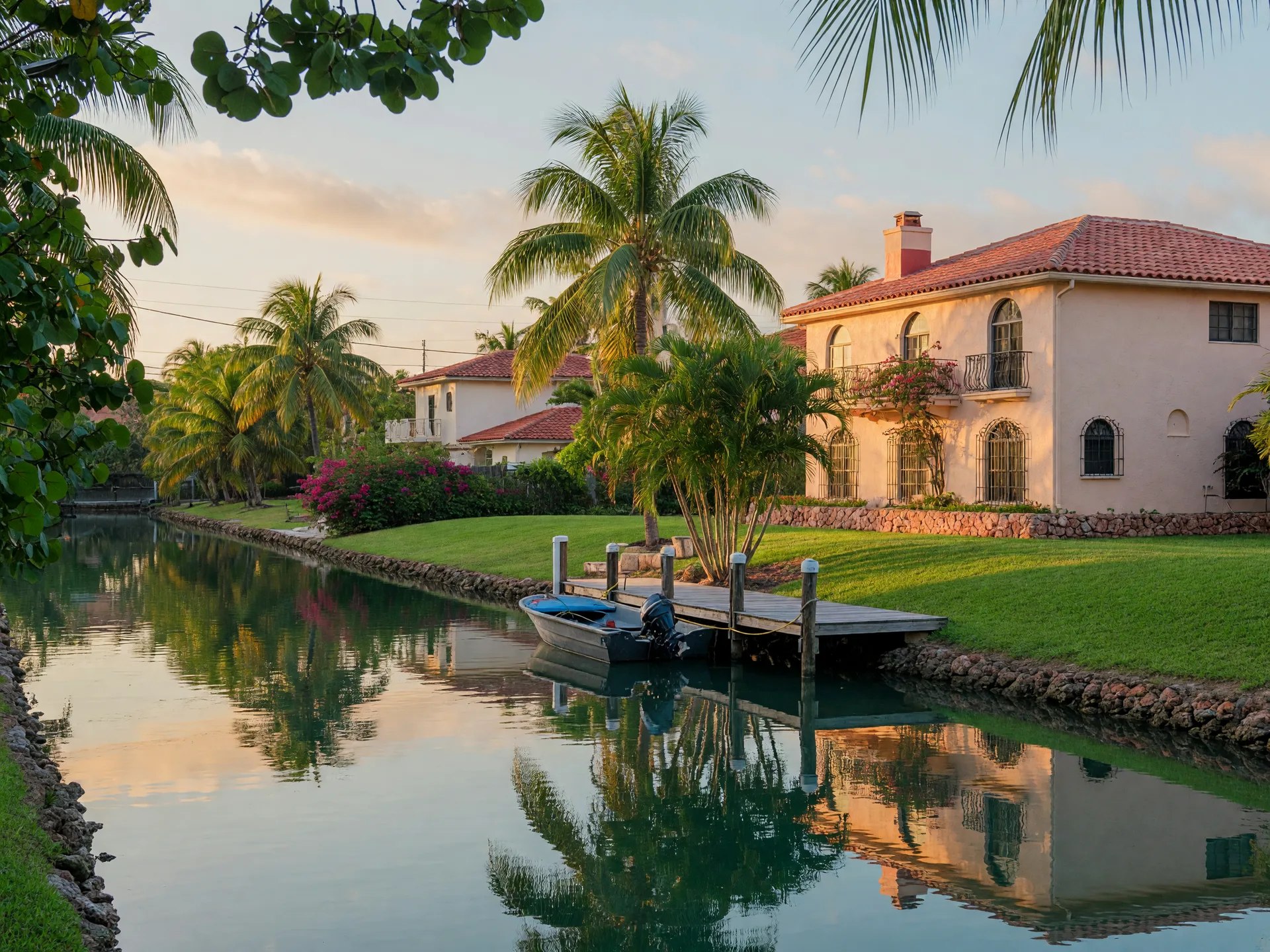 Canal-front home with dock and boat in Miami Shores