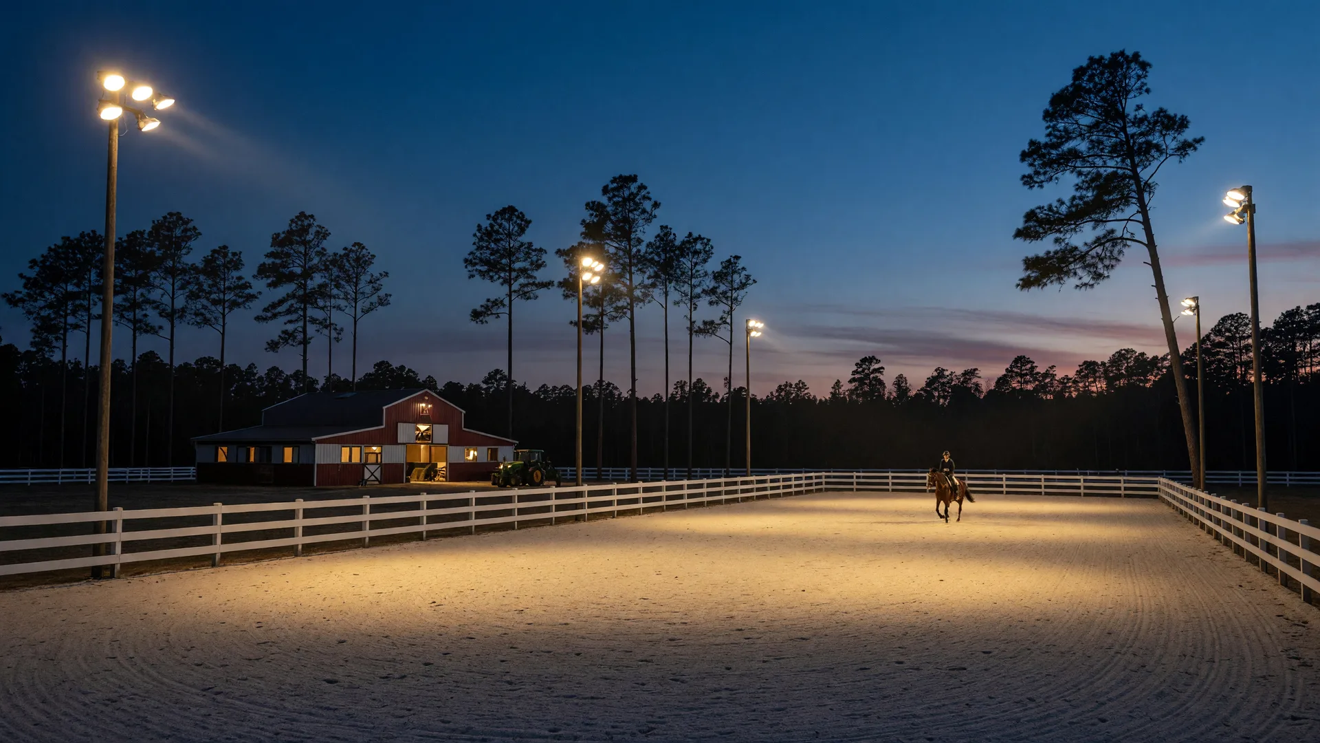 Photo: Lighting Up the Shorter Days: Barn and Arena Lighting for Aiken Horse Properties — Aiken SC horse property