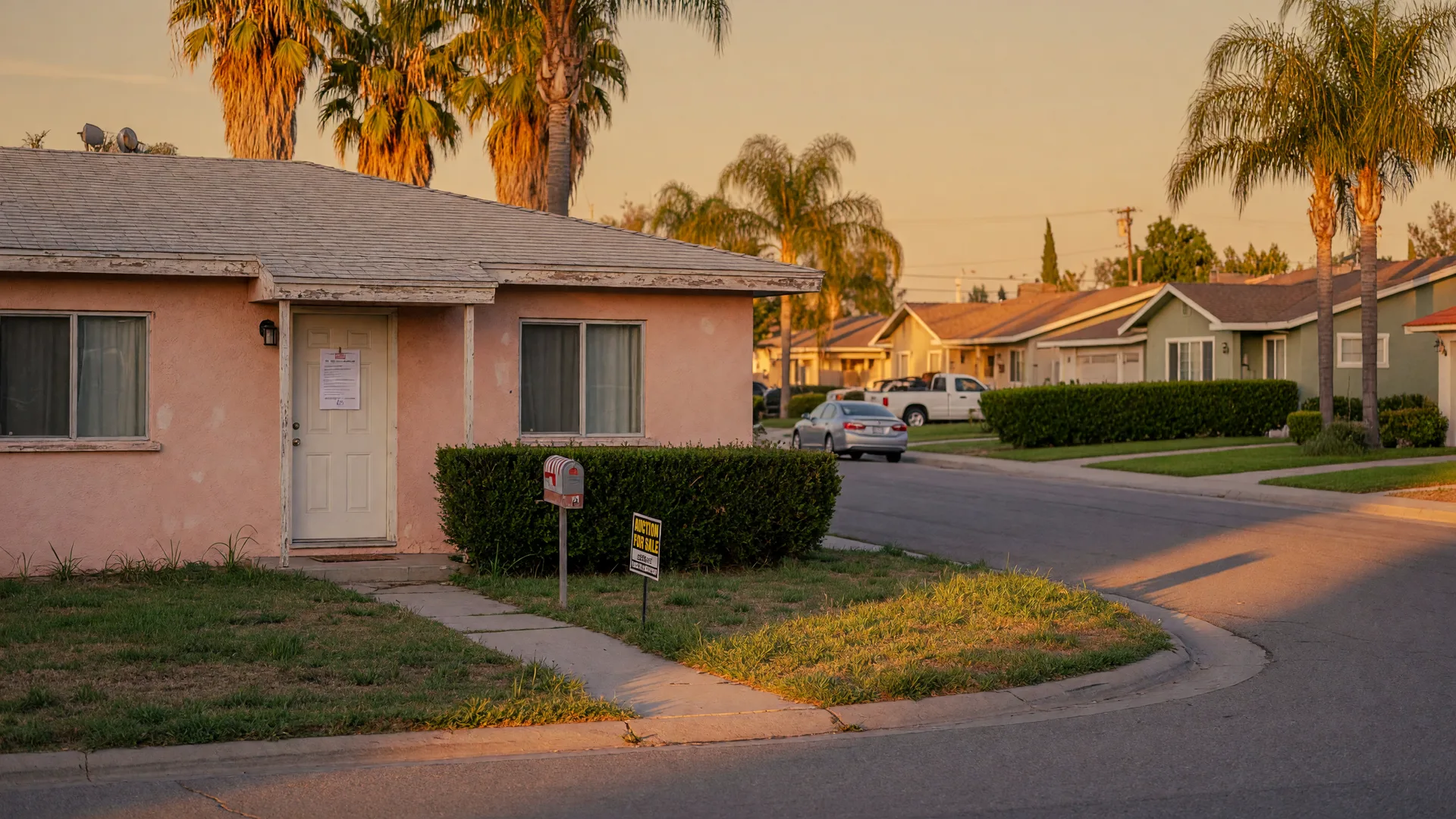 California home with a posted foreclosure notice, illustrating the nonjudicial foreclosure process and the options available to homeowners