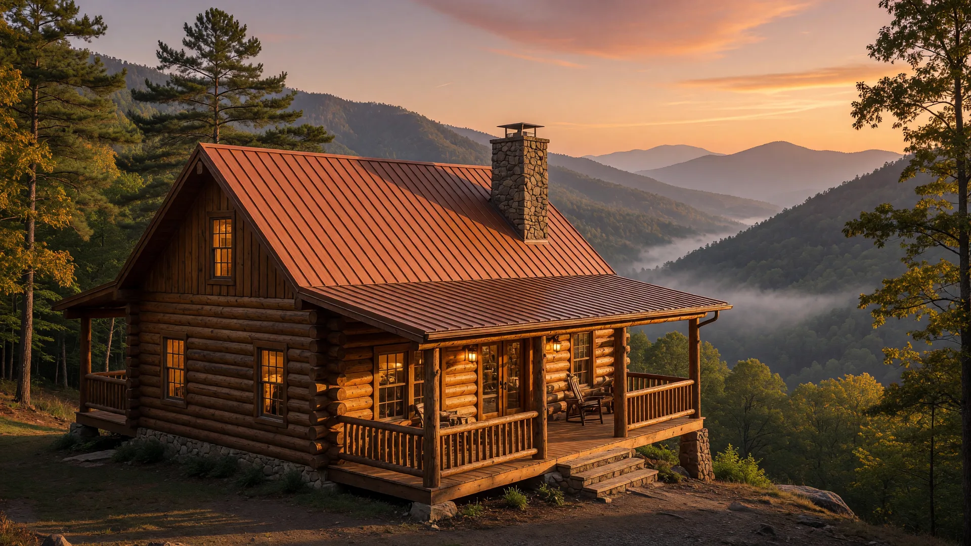 Smoky Mountain vacation cabin with a view of the surrounding mountains