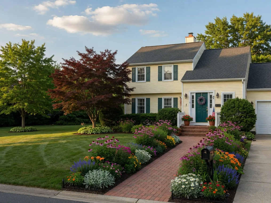 Well-maintained suburban South Jersey home with colorful landscaping