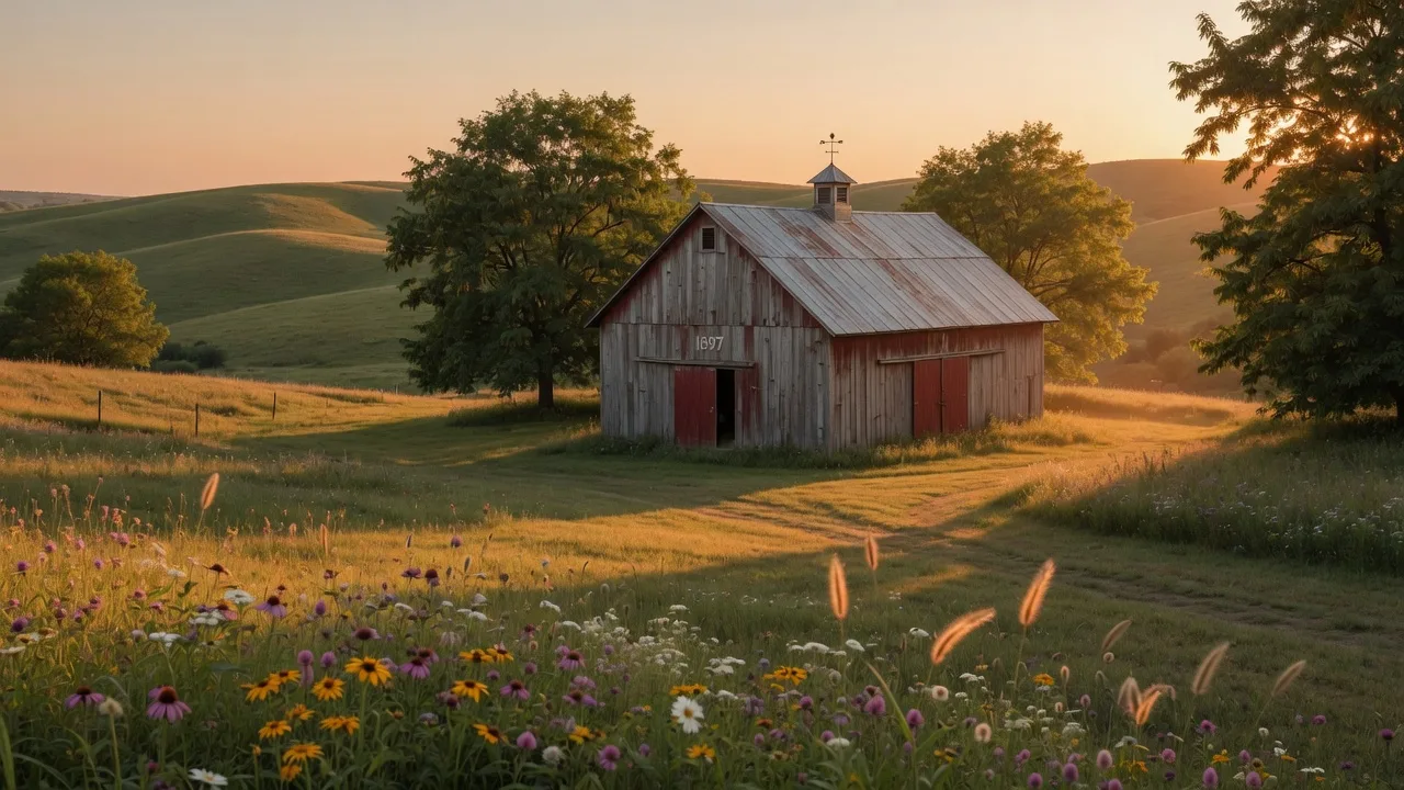 Scenic countryside with a weathered barn in golden light, Milford PA and Warwick NY region