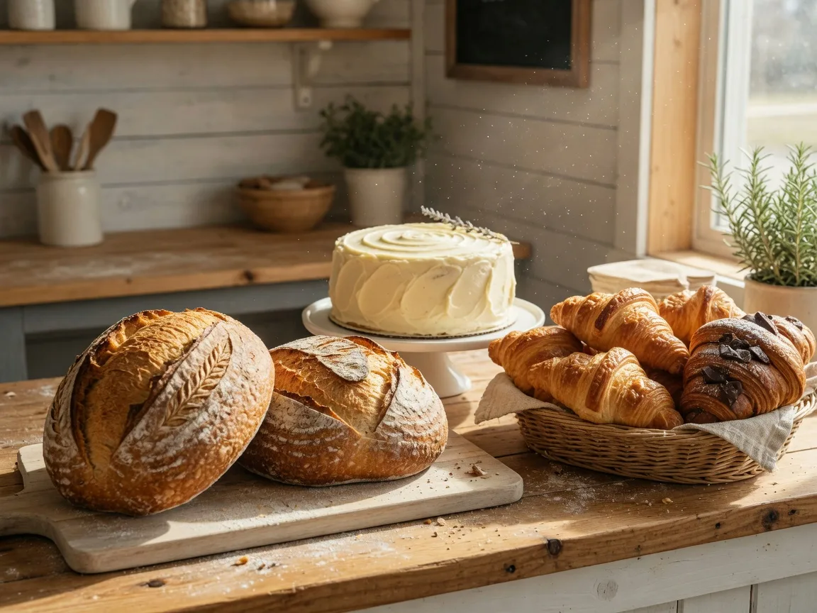 The verified bakery map of the three Habersham towns: sourdough and croissants, macarons and custom cakes, pound cakes, brownies, pan dulce, and shaved ice.