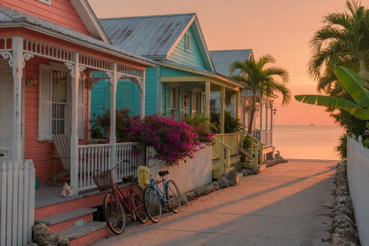 Historic street in Key West, the southernmost point of the Florida Keys
