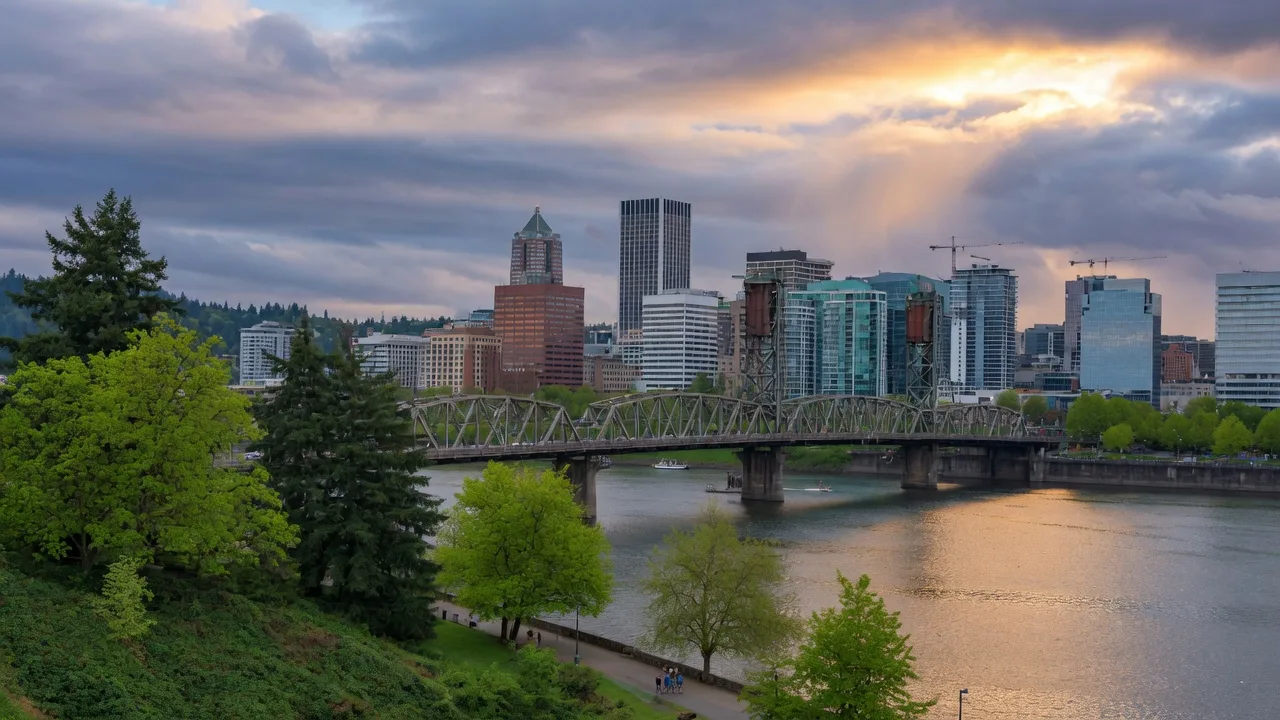 Portland Oregon skyline from the west side