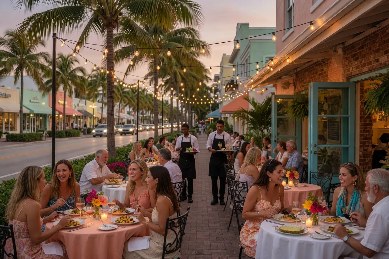 Outdoor dining on Atlantic Avenue, Delray Beach