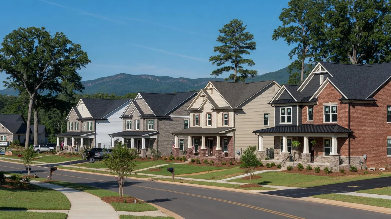 New construction craftsman and traditional homes in the Huntsville and Madison County area with Appalachian foothills and mature trees