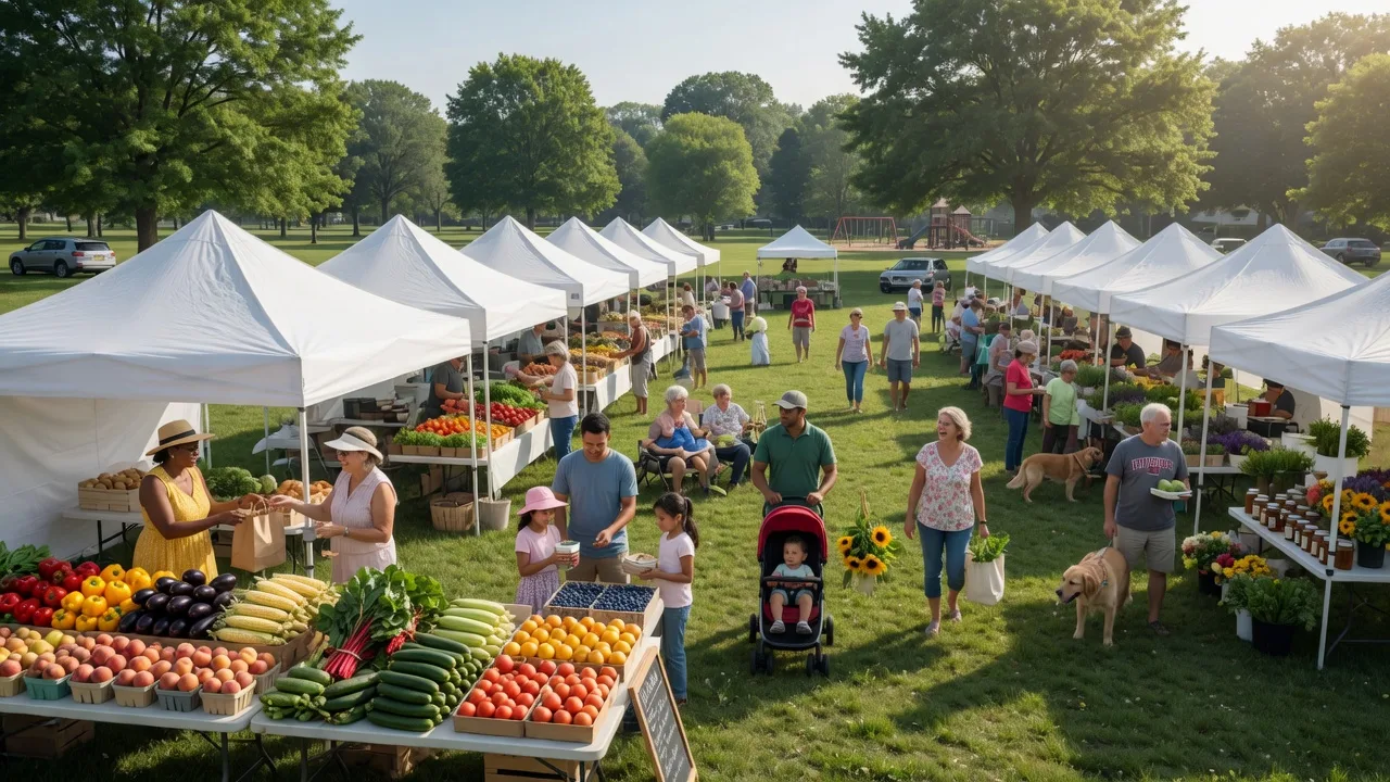Cherry Hill Farmers Market with fresh produce and local vendors
