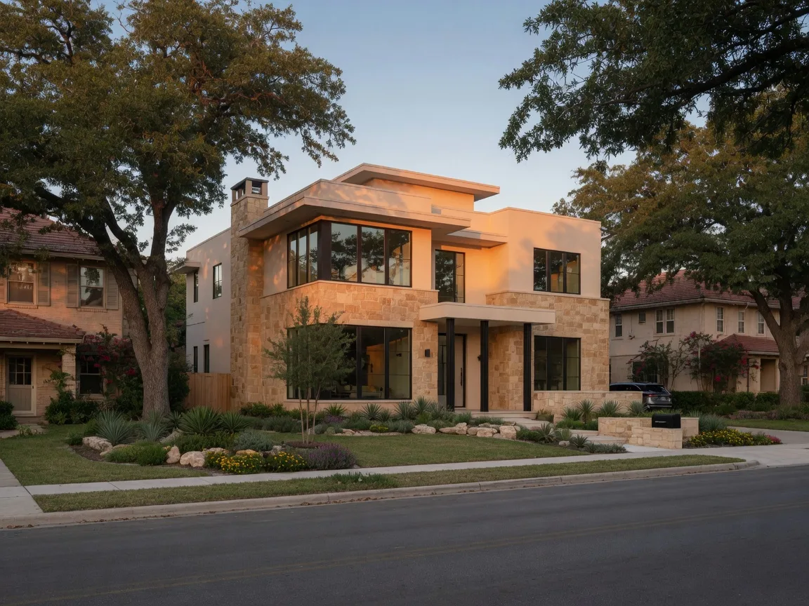 A substantial new luxury infill home set among established homes on a mature-tree Terrell Hills lot