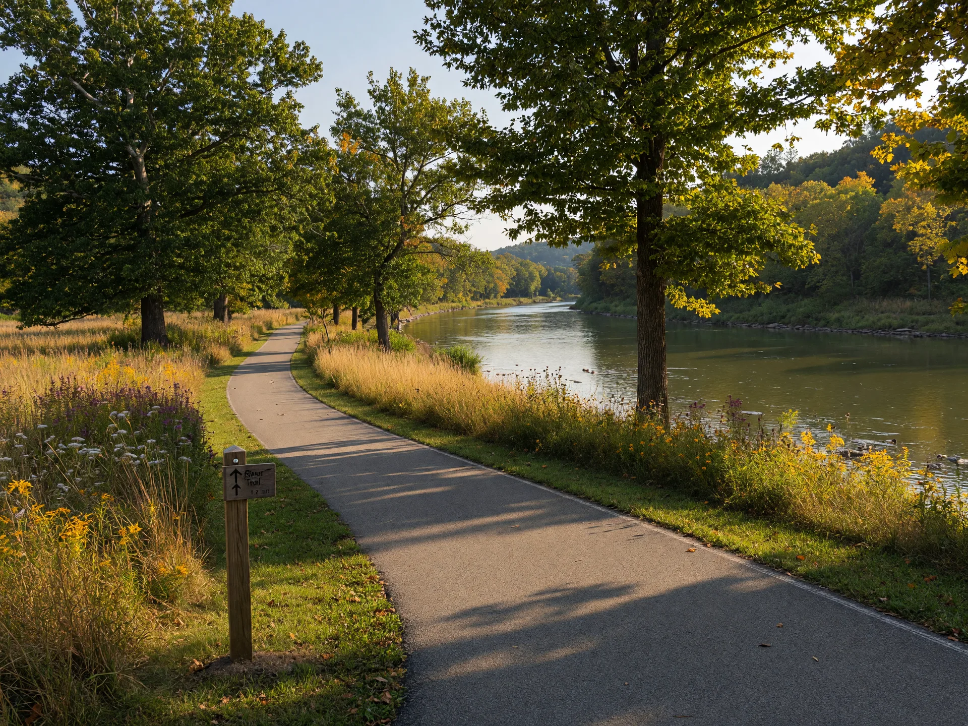 The D&L Trail along the Lehigh River in early September