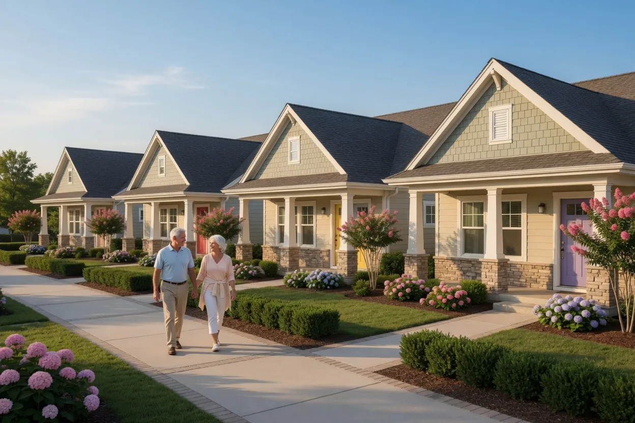 A one-story craftsman home with a zero-step entry in a friendly community