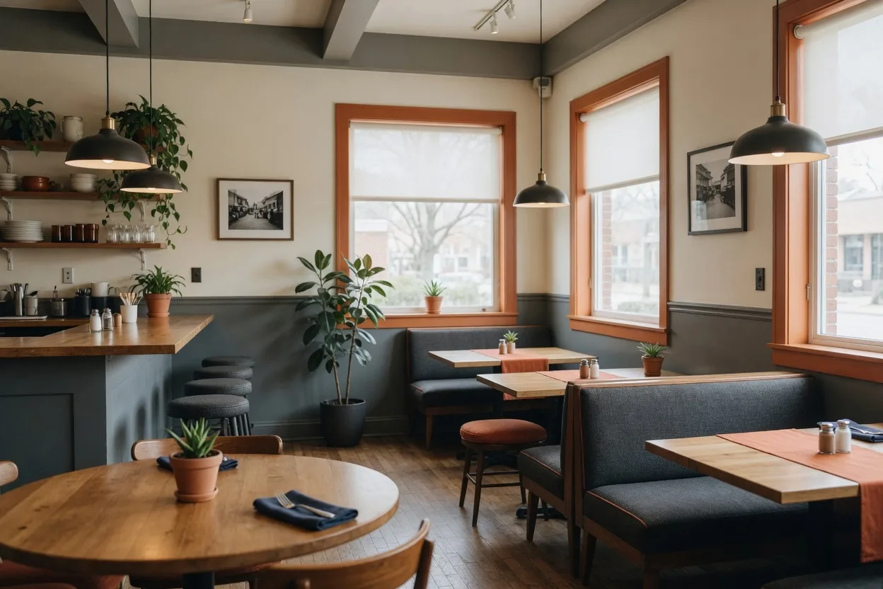 A bright, casual restaurant interior in Kensington, Maryland