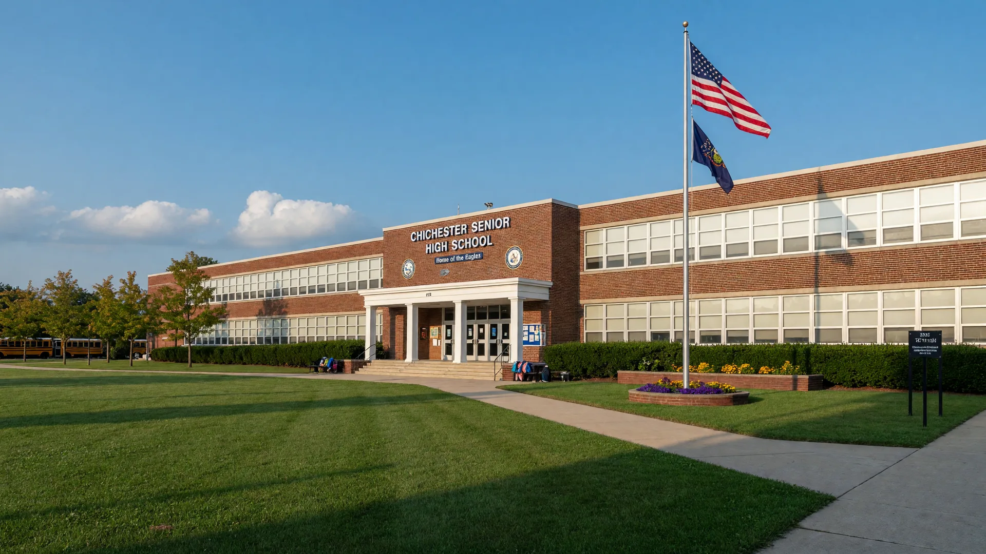 Chichester Senior High School in Boothwyn, Pennsylvania on a bright late-summer morning