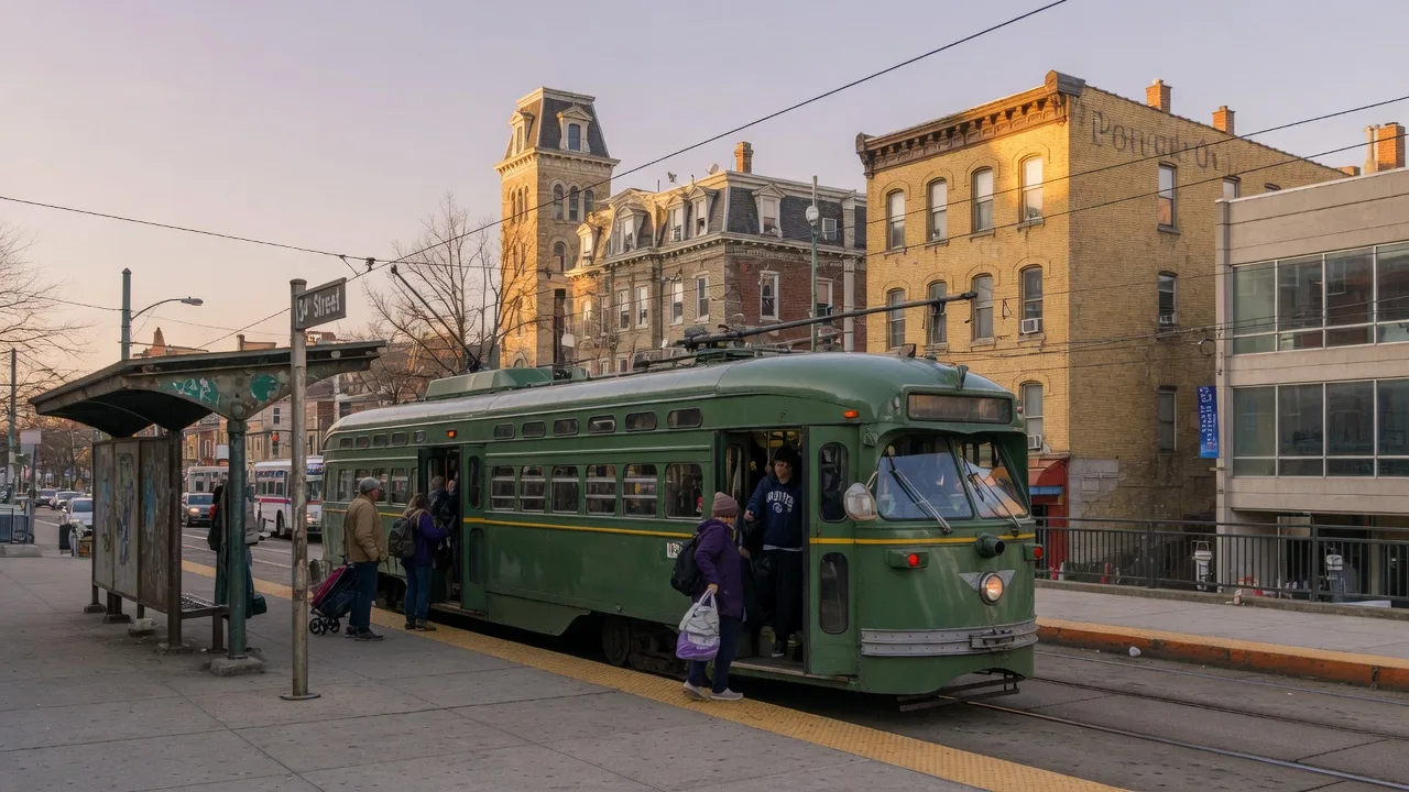 SEPTA trolley at 34th Street station in University City
