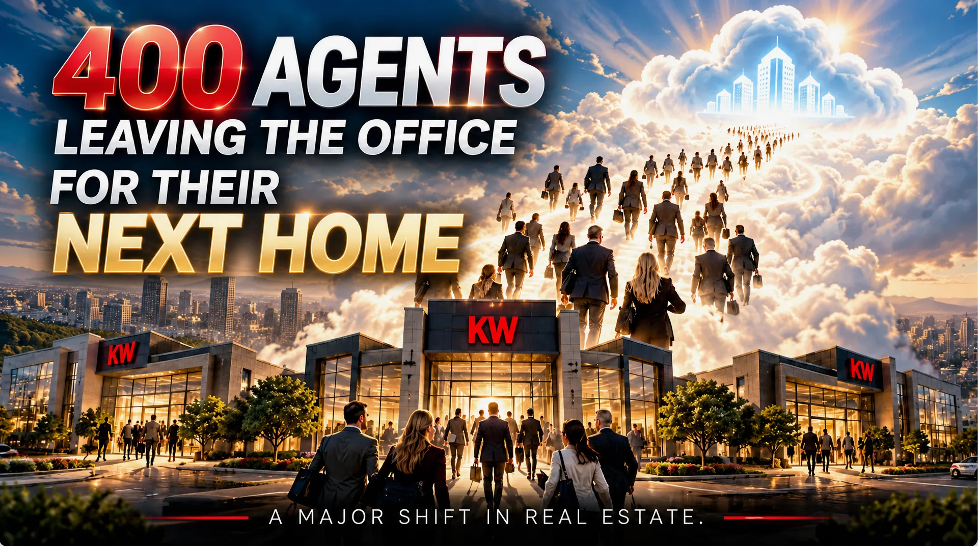 Ad graphic reading '400 Agents Leaving the Office for Their Next Home' for the NextHome large-office model