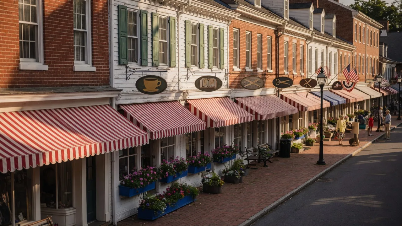 Colonial-style village shops at Peddler's Village in Lahaska, Buckingham Township