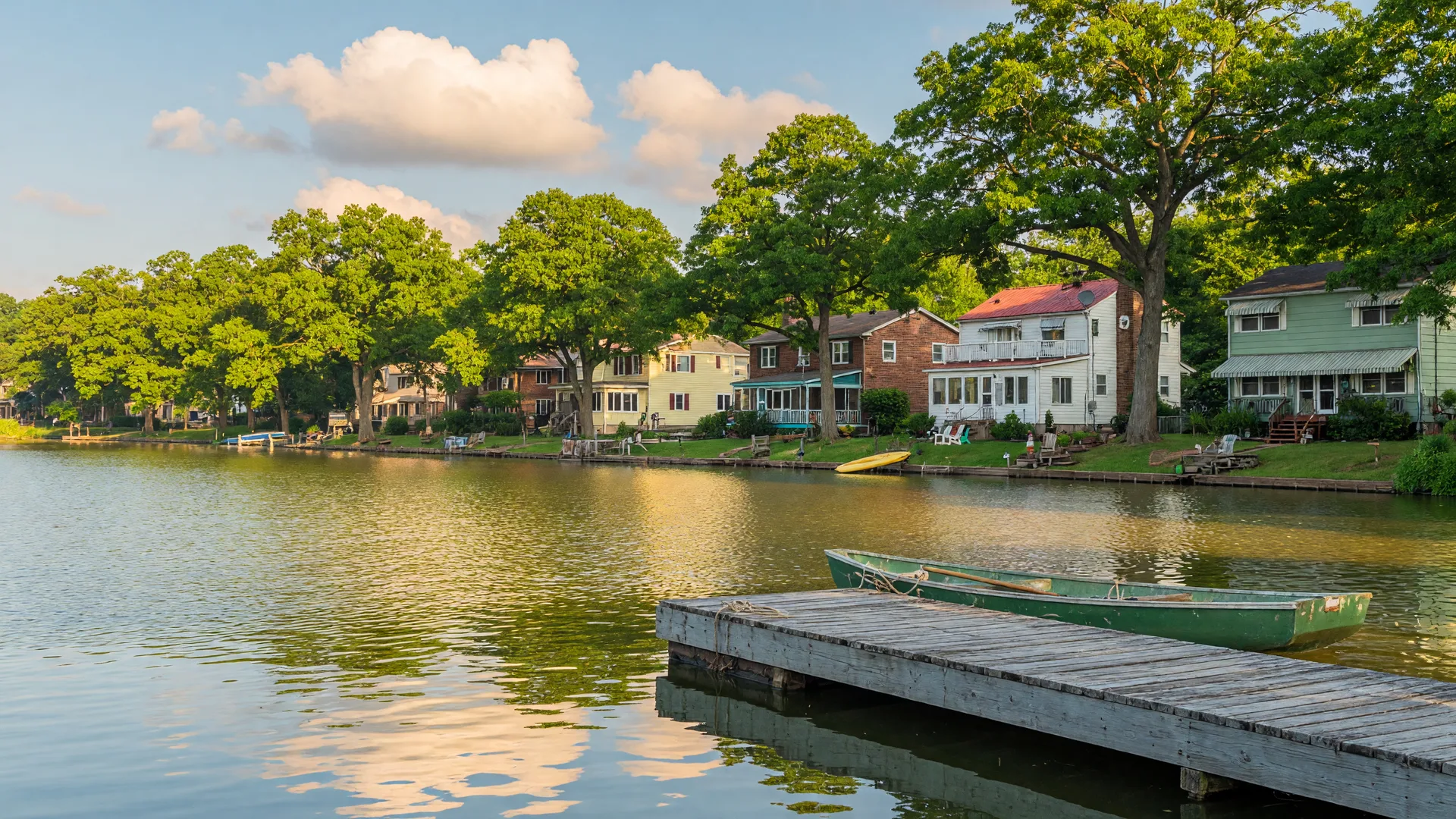 Lakefront park and neighborhood in Clementon, New Jersey