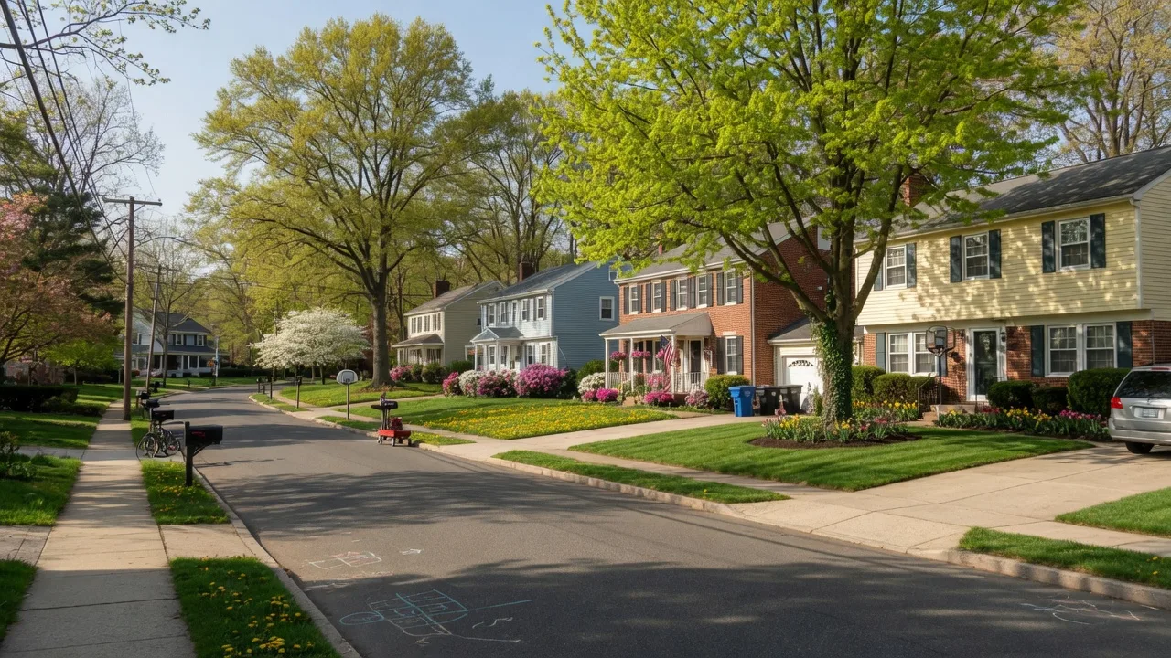 Residential street in Rochelle Park, New Jersey