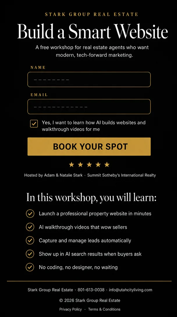 Free Smart Website Workshop infographic for real estate agents