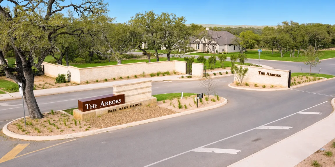 Aerial view of the Arbors at Fair Oaks entrance